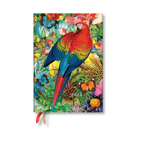 Tropical Garden (Nature Montages) Midi Vertical 12-month Dayplanner 2024 (Elastic Band Closure)