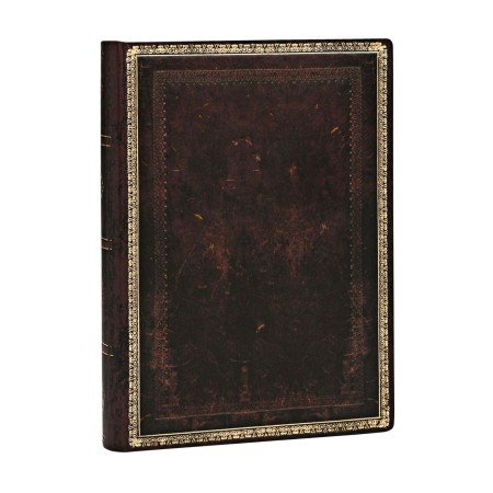 Black Moroccan Midi Lined Hardcover Journal (Elastic Band Closure)