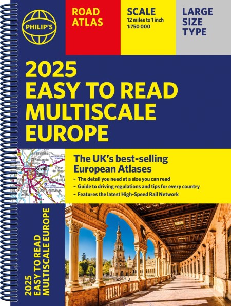 2025 Philip’s Easy to Read Multiscale Road Atlas Europe