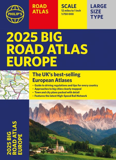 2025 Philip's Big Road Atlas of Europe