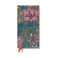 Morris Pink Honeysuckle (William Morris) Slim 12-month Horizontal Hardback Dayplanner 2025 (Elastic Band Closure)