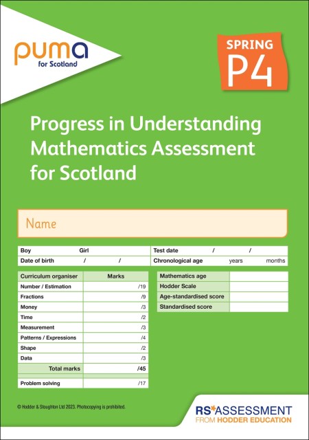 PUMA for Scotland P4, Spring PK10 (Progress in Understanding Mathematics Assessment)