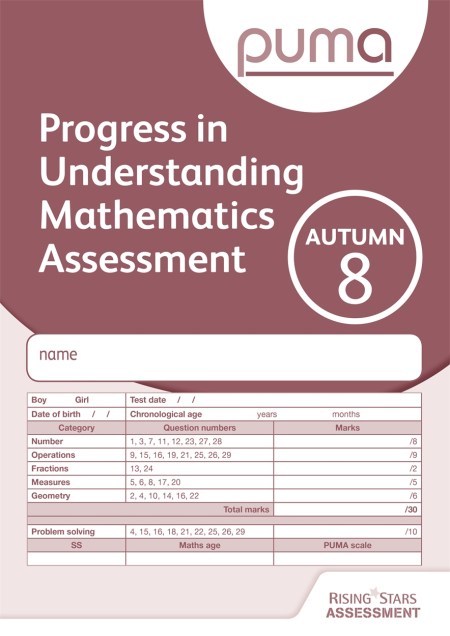 PUMA Test 8, Autumn PK10 (Progress in Understanding Mathematics Assessment)