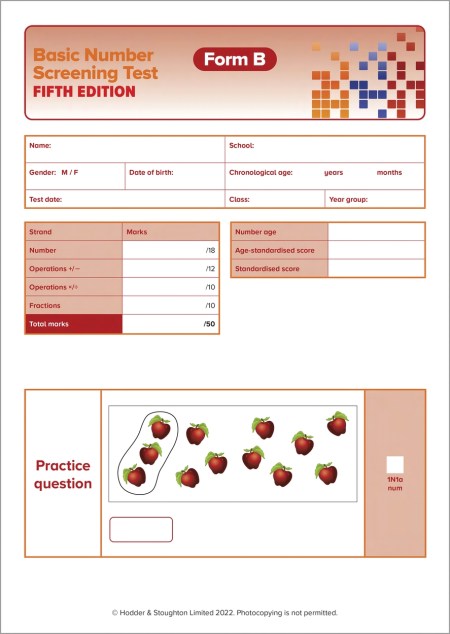 BNST Form B PK10 (Fifth Edition) (Basic Number Screening Test)