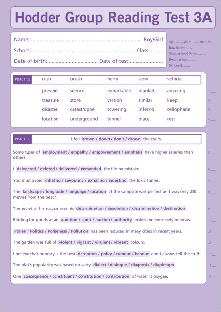 Hodder Group Reading Tests (HGRT) II: Test 3, Form A Pk10