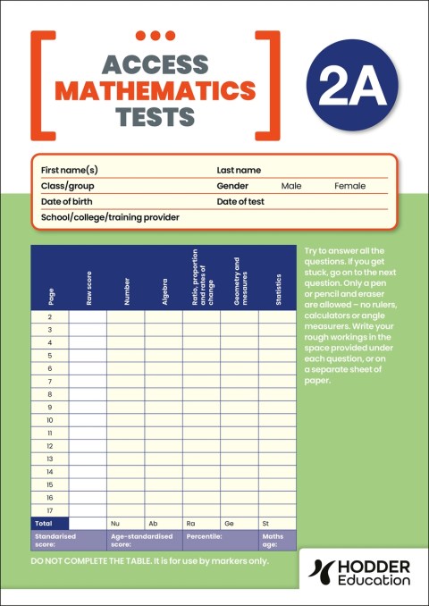 New Access Mathematics Test (AMT) 2A, PK10