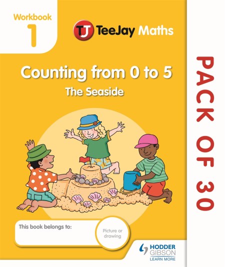 TeeJay Maths CfE Early Level Workbook 1 (Pack of 30): Counting from 0 to 5: The Seaside