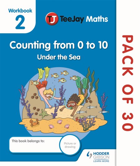 TeeJay Maths CfE Early Level Workbook 2 (Pack of 30): Counting from 0 to 10: Under the Sea