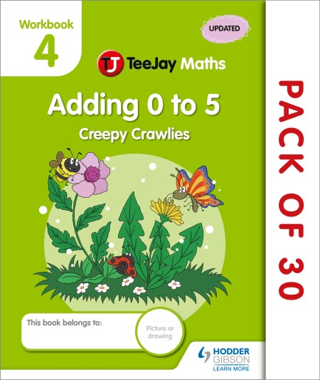 TeeJay Maths CfE Early Level Workbook 4 (Pack of 30) Adding 0 to 5: Creepy Crawlies