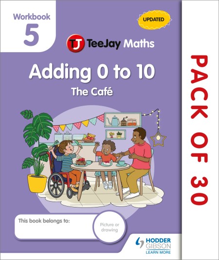 TeeJay Maths CfE Early Level Workbook 5 (Pack of 30): Adding 0 to 10: The Café