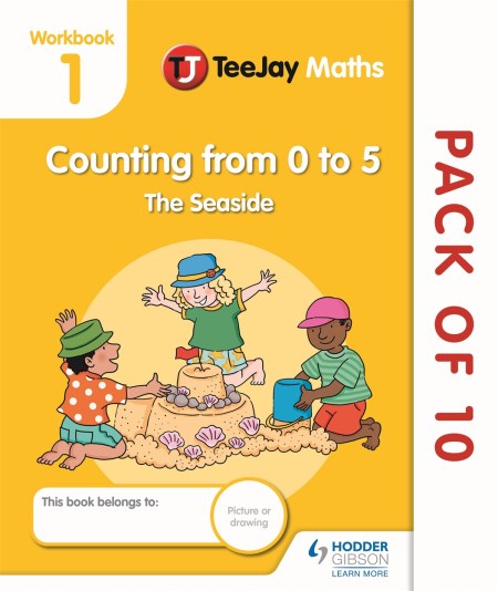 TeeJay Maths CfE Early Level Workbook 1 (Pack of 10): Counting from 0 to 5: The Seaside